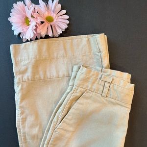 Banana Republic Blake Khaki  Linen Blend Crop Pant Size 2 Petite